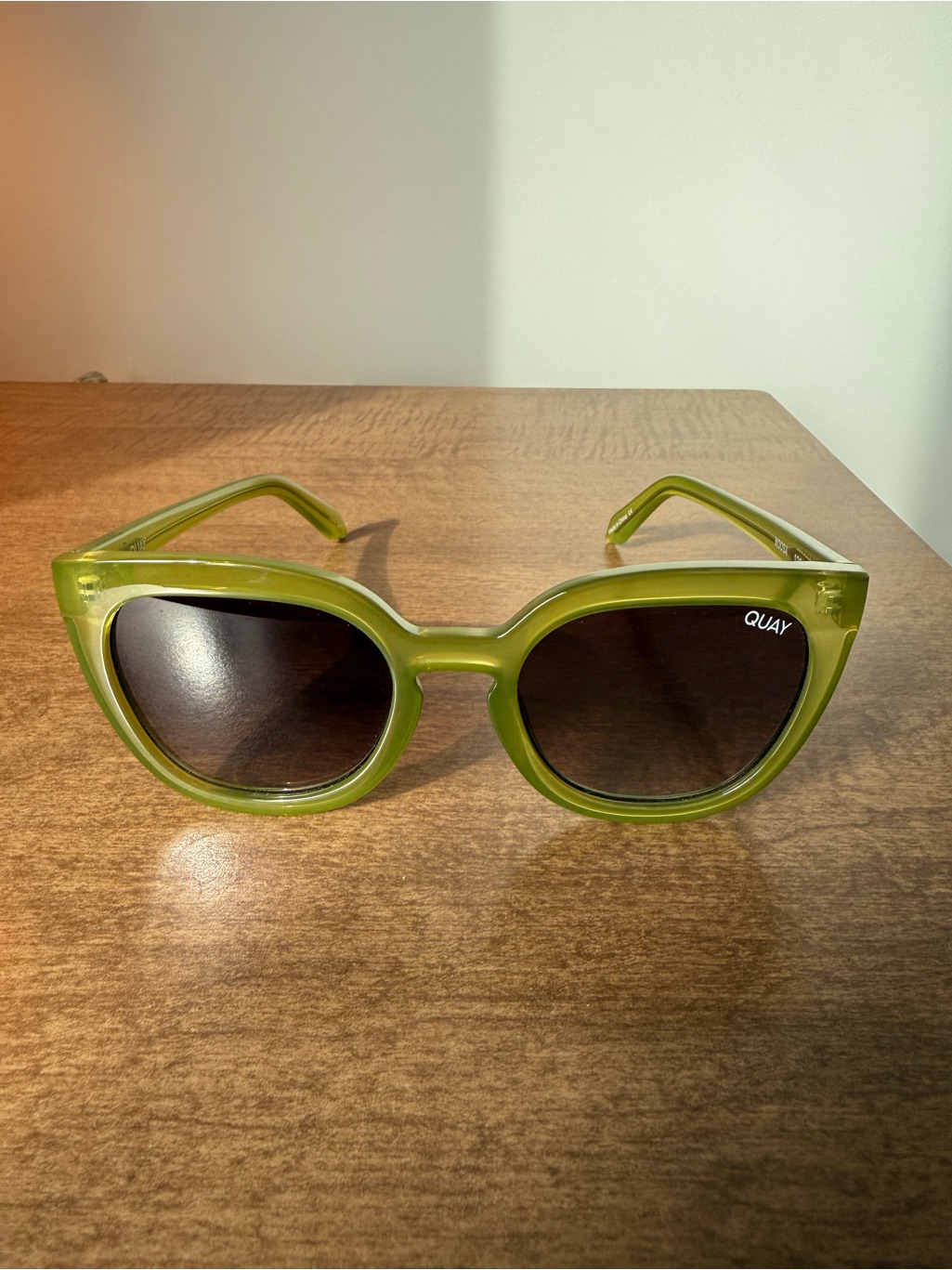 Quay Olive Green Oversized Cat Eye Sunglasses